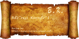 Bényi Kornél névjegykártya